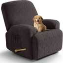 VANSOFY Recliner Chair Covers, 4-Pieces Stretch Recliner Cover Jacquard Soft Reclining Chair Slipcover Furniture Protector with Elastic Bottom for Lazy Boy Recliner(Chocolate) (1 Seat)