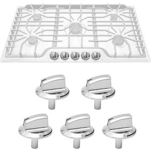 Upgraded 5304525746 Gas Cooktop Burner Knobs Compatible with Fridgidaire Gas Stove Knobs FFGC3026SSB FFGC3026SSC FFGC3026SSE FFGC3626SS FFGC3626SWC Replacement Part for 5304504839 5304525746(5 Packs)