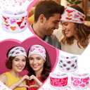2 x 4 Pcs Valentine's Day Headbands for Women Love Heart Headbands Soft Plush Wide Knotted Elastic Hairband Valentines Hair Accessories Gifts for Women Valentines Party Yoga Running Workout