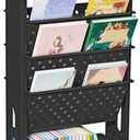 YEMUNY 5 Tier Rolling Utility Cart Multi-Functional Movable Storage Book Shelves with Lockable Casters for Study Office Kitchen Classroom, Black