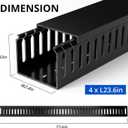 ZhiYo H2in x W2.4in Professional Server Rack Cable Management Raceway, 95in (4X L23.6in) Cable Raceway Kit, Electrically Safe PVC, Open Slot Wire Hider for Under Desk/Computer/Network Cords