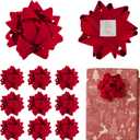 4.5 Inch Red Velvet Ribbon Gift Bow Decorative Bows, Premade Valentine Bows for Gift Wrapping Self Adhesive, Wrapping Bows for Presents, Party Favor, Holiday, Wedding, Birthday-12 Counts