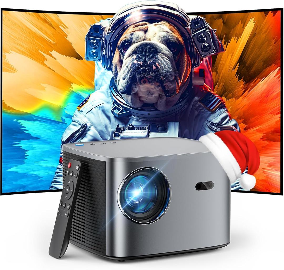 [Auto Focus/Keystone] Groview 4K Projector with WiFi and Bluetooth, 1000 ANSI Movie Projector for Outdoor Use, Proyector with 50-100% Zoom, Compatible with iOS/Android/HDMI/TV Stick