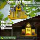 Solar Bird Feeders House for Outside Hanging, Metal Wild Bird Feeder for Outdoors Large Capacity Cardinal Birdfeeder Birdhouses Metal Bird Feeding Station Yellow