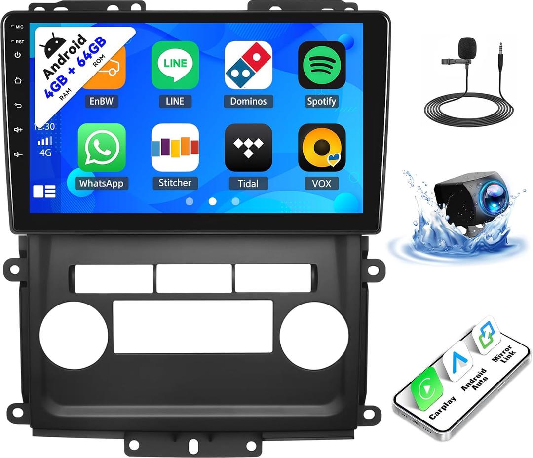 SIXTOP [4+64G] Android Car Stereo for Nissan Frontier 2009-2012 with Carplay Android Auto Mirror Link 9 inch Touch Screen 1280*720 Bluetooth 5.0 FM/RDS DSP 32EQ WiFi GPS Change Desktop Theme AI Voice