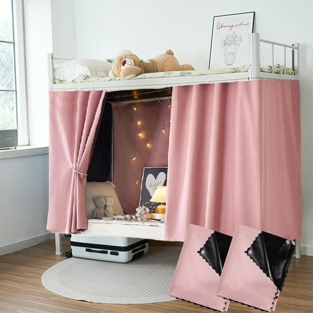 HAOZAIKEJI Student Bunk Bed Curtains Dormitory Blackout Bed Drapes for Loft Bed Forest Moon Curtain for Bed Frame Dustproof Decorative Shading Canopy for Bottom Bunk Bed, 2pcs, Pink (45"W x 78"L (Pack of 2))