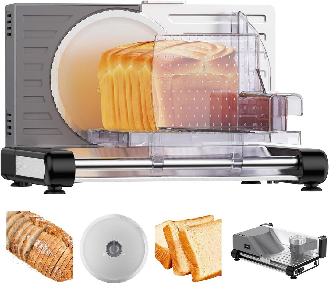 Meat Slicer Machine for Home  120W Deli Meat Slicer with 6.7" Blade, Adjustable Thickness 0-18mm, Foldable Design, Easy to Clean Meat Cutter Machine, Safe Deli Slicer for Home Use