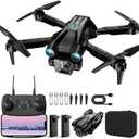 Drone with Camera 1080P HD, Mini Drone for Beginners Kids Adults, RC Quadcopter with 2 Batteries, Carrying Case, Stable Hover, Trajectory Flight, Gravity Control, One Key Take Off/Land, Black