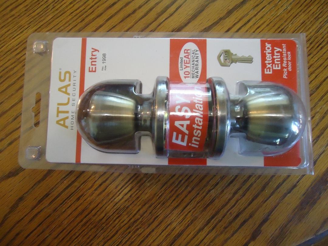 Atlas Tulip Style Exterior Entry Door Knob - Antique Brass - Includes 2 Keys