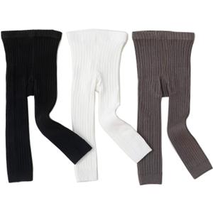 3 Pack Girls Toddler Baby Basic Ribbed Sweater and Leggings Footless Tights Kids Little Girls Dress Bottom Top Pants (M)