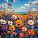 Flowers Paint by Numbers Kit for Adults Beginner Floral Oil Painting Kit Adult Paint by Number Kits on Canvas Wildflower DIY Painting for Beginners Art by Numbers for Gifts Home Wall Decor 16x20 Inch (YF037)