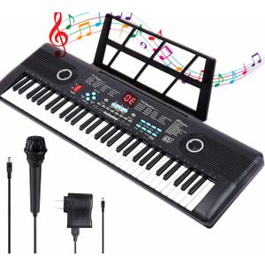 Keyboard Piano 61 Key Music Electric Piano For Kids Beginner W/Dual Speaker Microphone Portable Digital Piano Birthday Christmas Gifts 