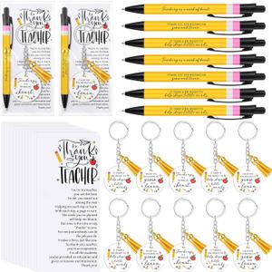 Daifunli 30 Pack Teacher Appreciation Gifts Bulk, Thank You Pens with Keychains Cards, Holiday Party Favors for School, Team, Coworkers, Employees