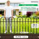 ARIFARO 36" H x 28" W No Dig Garden Fence, 5 Panels 11.6ft Black Metal Decorative Fence, Rustproof Easy Assembly Garden Border for Flower Bed, Yard, Patio