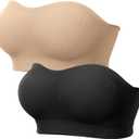 LetsJoli Push Up Strapless Bras for Women Supportive Bandeau Bra Non Slip Wireless No Underwire Padded Tube Bra (S)