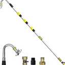 Buyplus 16FT(24FT Reach) Telescopic Gutter Cleaning Tools from The Ground, Rain Gutter Cleaners Tool with 360°Rotatable Metal Nozzle, Extension Pole, Hose Attachment, Watering Wand for Garden Hose