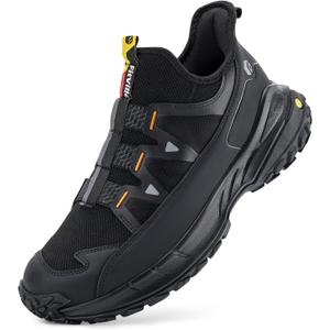 FitVille Extra Wide Sneakers for Men Slip-on Shoes, Soft Comfortable Mens Running Shoe, Slip Resistant Hiking Walking Shoes with Arch Support & Wide Toe Box (Black, US 13)