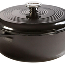 Lodge Essential Enamel Cast Iron Dutch Oven - Perfect for Bread Baking, Braising, Marinating & Slow Cooking - Features Moisture-Sealing Lid & Dual Handles - Kitchen Essentials - 6 Quarts - Midnight Chrome