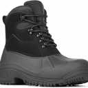 Furuian Insulated Winter Snow Steel Toe Work Boots for Men Waterproof Non Slip Duck Boots for Men Warm Safety Industrial Work Shoes (8.5, All Black)