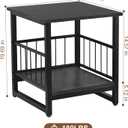 End Table, Industrial Side Table with 2-Tire Storage Shelf, 180LBS Mini Fridge Stand with Adjustable Feet, 18"x18" Wood Night Stand Small Bedside Table with Sturdy Metal Frame for Living Room Bedroom