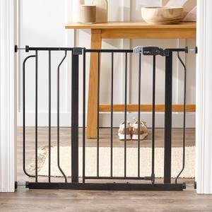 Regalo Safety 29-38.5" Baby Gate for Doorways & Bottom of Stairs, Pressure Mounted Baby Gate with Door for Babies, Toddlers & Pets, Tested & Safe for 30 Years, American Designed, American Owned, Black