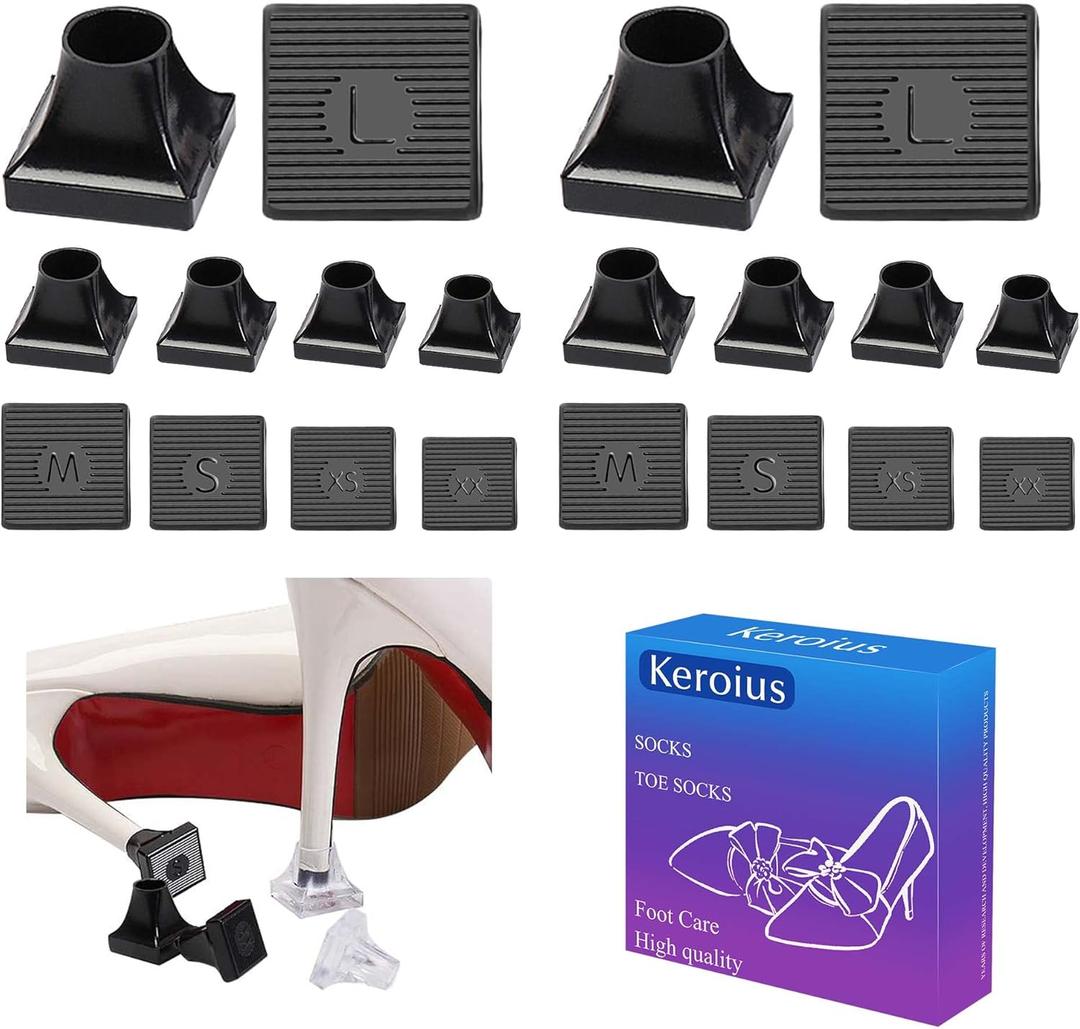 Heel Protective Heel Caps,High Heel Protectors Tip Covers, Noise Reducing Non-Slip Heel Caps for High Heels,Perfect for Weddings, Races, Formal Occasions and Events (10 Pairs Square-Black)