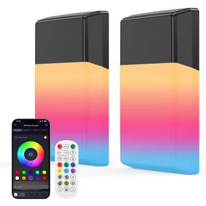 Outdoor Wall Lights RGB, 1500LM Smart Exterior Porch Sconces Wall Mounted Lighting, IP65 Waterproof, DIY Lighting for Garden, Garage and Patio - Ideal for Festivals The Christmas and Parties, 2 Pack