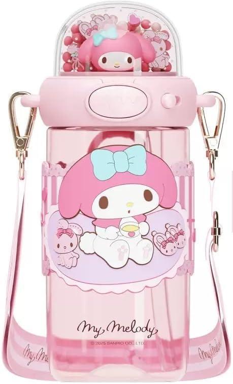 My Melody Water Bottle with Straw and Strap 650ml - Pink