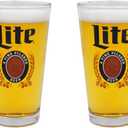 Miller Lite Signature Crest Pint Beer Glasses - Set of 2