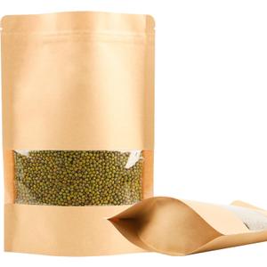 100PCS Resealable Bags for Food Storage, Self Stand Treat Bag Reusable for Candy, Cookie, Kraft Paper Bags with Window, Heat Seal Paper Bags for Small Business(7.1" X 11"), 7.1"*11.0"