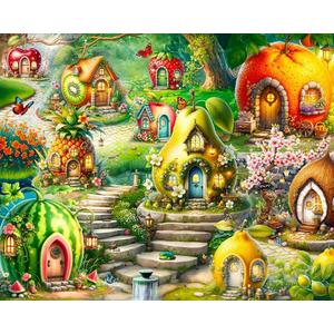 Springbok Fruitful Dream Village 500 Piece Jigsaw Puzzle for Adults and Family - Colorful Fantasy - Unique Cut Pieces - Made in USA