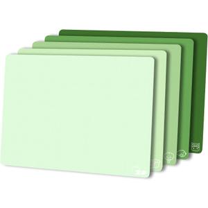 ZVP Plastic Cutting Board for Kitchen Set of 5, Flexible Cutting Mats with Food Icon, Gradient Color Chopping Boards, BPA Free, Non Slip, Dishwasher Safe, 1512 IN,Green Multi-Color
