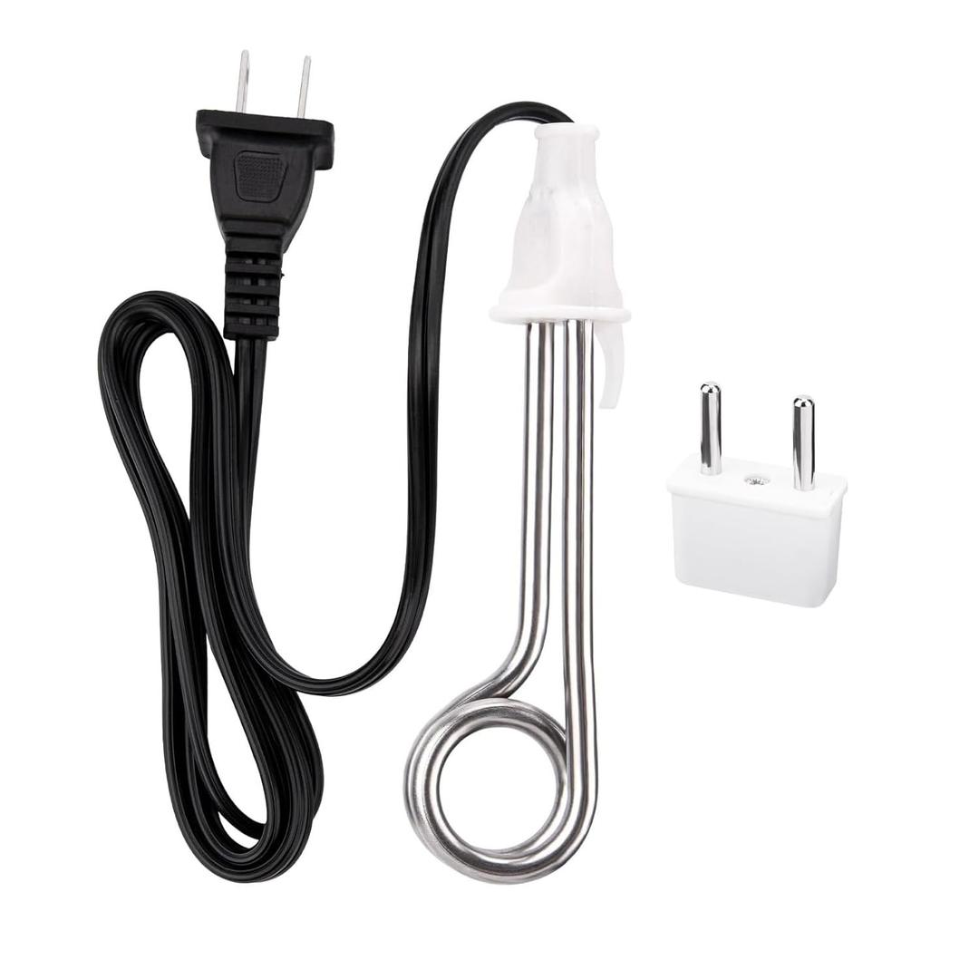 Travel Camping Accessories Tea Immersion Heater - Portable Immersion Water Heater 300W Dual Voltage 120/240V White