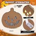 Flutesan 1 Pc Halloween Wooden Light up Pumpkin Table Centerpiece Decoration Battery Operated Pumpkin for Thanksgiving Halloween Home Kitchen Desk Tabletop Fireplace Indoor Outdoor Decor