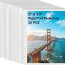25PCS 8" x 10" Clear Rigid Card Sleeves  Waterproof Hard Plastic Protectors for Postcards, Prints, Photos, Trading & Sports Cards  Top Load Jumbo Sheet Holders