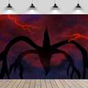 7x5ft Horror Monster Backdrop Creepy Monster Mind Flyer Dark Night Red Sky Thunder Upside Down Background Horrible Halloween Themed Party Decoration Kids Portrait Photo Studio Booth Props