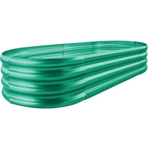 Land Guard Galvanized Raised Garden Bed Kit, Galvanized Planter Raised Garden Boxes Outdoor, Oval Large Metal Raised Garden Beds for Vegetables 4 x 2 x 1ft(1pcs) (Green)