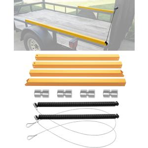 Trailer Gate Lift Assist (Upgrade), 2-Sided Trailer Tailgate Lift Assist Kit, Compatible with Utility Trailer Ramp and Tailgate, w/ 12 to 24 Inch Height Side Rail, 4 to 6 Feet Height Ramp, w/ Spring, Yellow - Tailgate Lift Assist Kit (Silver Roller)