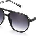 Retro Aviator Sunglasses for Women & Men Lightweight Square Shade UV400 Protection Unisex Sun Glasses Frame