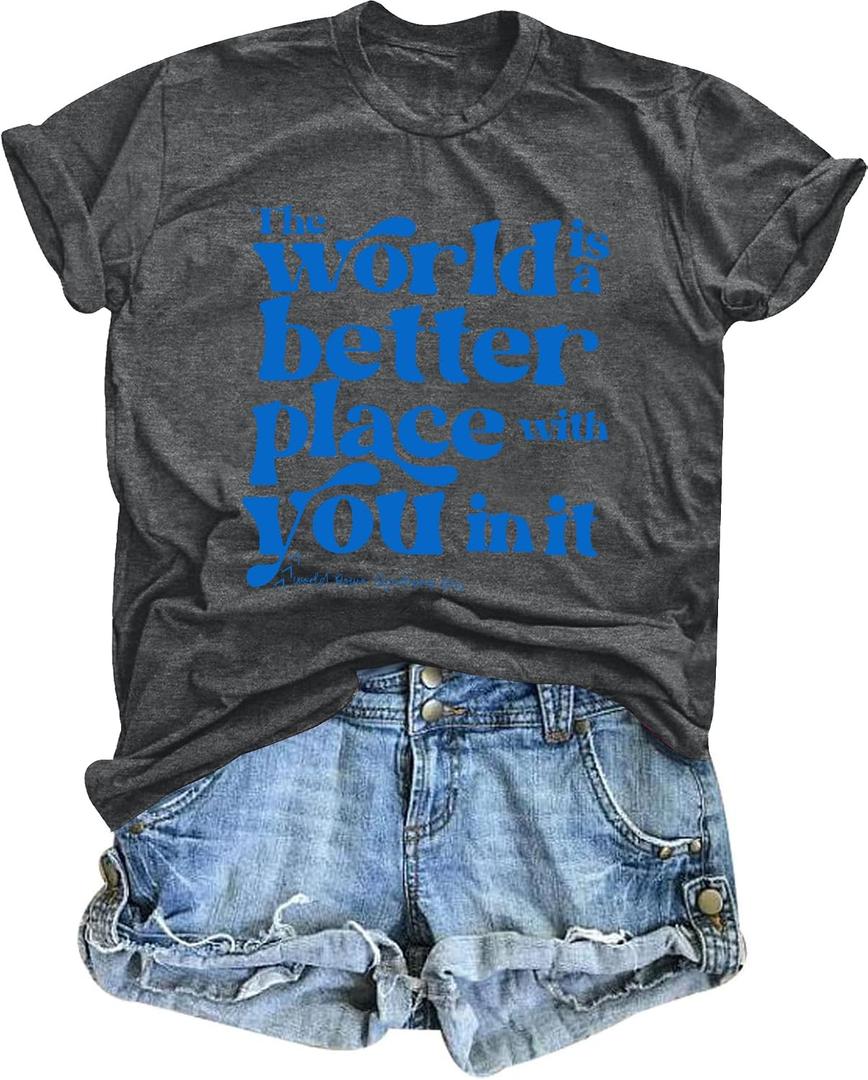 Down Syndrome Awareness Shirt Women Down Right Perfect Shirt Love Heart Ribbon Tee Inspirational Saying Tops (Gray)