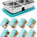 Aiuulu 8 Pack Stainless Steel Snack Containers with Lids, 15oz Reusable Metal Snack Box for Travel and Outdoor Camping