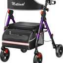 Walkers for Seniors, Rollator Walker with Seat, Walkers for Seniors with seat, 350 lb Capacity,with 8'' Big Wheels, Rolling Walker (Purple)