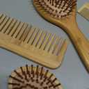 MRD Hair Brush Set, Natural Bamboo Comb Paddle Detangling Hairbrush, Wide-tooth and tail comb No Bristle, suit for Women Men and Kids Thick/Thin/Curly/Dry Hair Gift kit