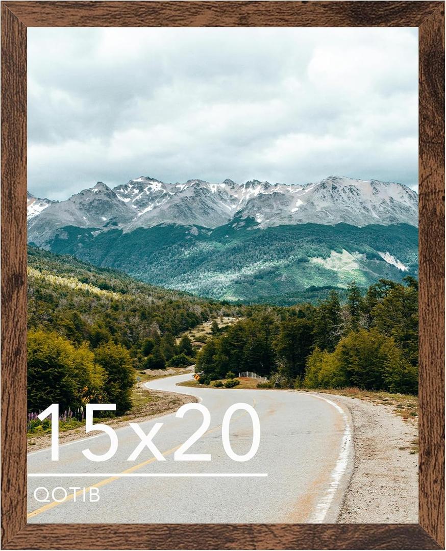 15x20 Picture Frame Deep Brown for Wall Hanging, Wood 15 x 20 Frame Poster Photo Frame for Wall Horizontally or Vertically, Deep Brown, 1 Pack