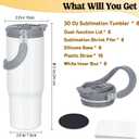 8 Pack 30oz Sublimation Tumbler with Handle, Sublimation Flip Straw Tumbler with Portable 2-in-1 Lid, Stainless Steel Insulated Water Bottle, Leak Proof Travel Coffee Mug Cup for Home, Outdoor or Car
