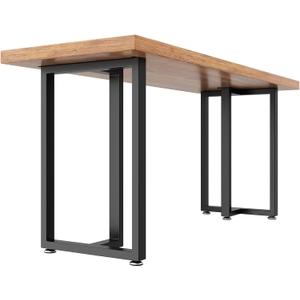 Metal Table Legs 28 inch Height x 24 inch Wide with Adjustable Protector Feet, Industrial & Rustic Style Heavy Duty Metal Furniture Legs for Desk/Table, (Bear Up to 800lb), Black, T-Shape Set of 2