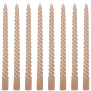Whaline 8Pcs 10 Inch Sahara Beige Spiral Taper Candles Dripless Twisted Wax Candles Long Unscented Candlesticks for Wedding Holiday Celebration Home Party Dining Table Supplies