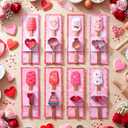 Remerry 24 Pcs Valentine's Day Silicone Spatulas and Cookie Cutters Set Include 8 Spatulas 8 Stainless Steel Cookie Cutters 8 Cards Valentine's Baking Gift for Anniversary Celebration Decoration