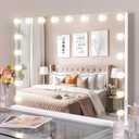 Hansong Large Vanity Makeup Mirror with Lights 32"X23" Lighted Hollywood Mirror with 18 Dimmable Bulbs, 3 Color Light Settings, USB Port, Bedroom Makeup Mirror for Tabletop