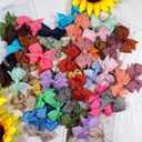 Baby Hair Clips for Girls 50PCS - 2" Girls Fully Lined Bows Hair Pins Tiny Hair Bows Alligator Clips for Baby Girls Infants Toddlers in Pairs